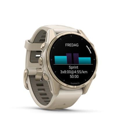 Garmin fēnix® 8–43 mm, AMOLED - Sapphire, Soft Gold med tåkegrå/mørk sandsteinsfarget silikonrem - Bilde 3