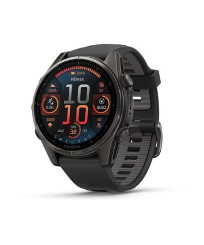 Garmin fēnix® 8–43 mm, AMOLED - Sapphire, Karbongrå DLC-titan med sort/steingrå silikonrem