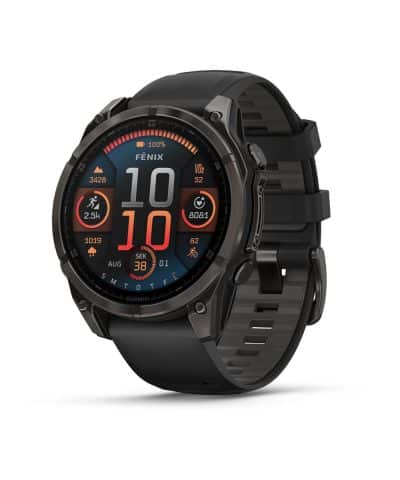 Garmin fēnix® 8–47 mm, AMOLED - Sapphire, Karbongrå DLC-titan med sort/steingrå silikonrem