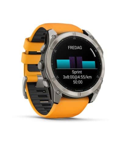 Garmin fēnix® 8–51 mm, AMOLED - Sapphire, Titan med oransje/grafittfarget silikonrem - Bilde 3