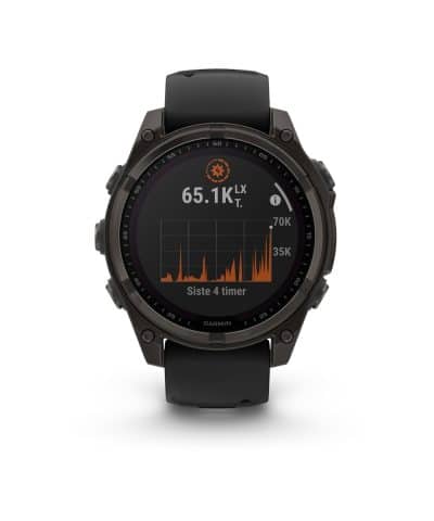 Garmin fēnix® 8–47 mm, Solar, Sapphire - Sapphire, Karbongrå DLC-titan med sort/steingrå silikonrem - Bilde 2