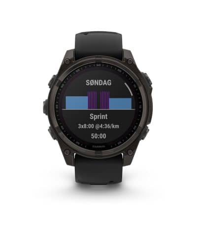 Garmin fēnix® 8–47 mm, Solar, Sapphire - Sapphire, Karbongrå DLC-titan med sort/steingrå silikonrem - Bilde 4