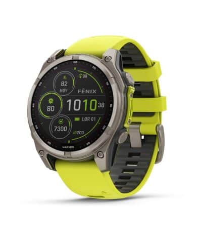 Garmin fēnix® 8–47 mm, Solar, Sapphire - Sapphire, Titan med gul/grafittfarget silikonrem