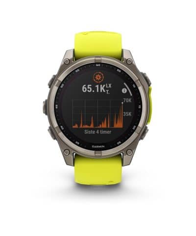 Garmin fēnix® 8–47 mm, Solar, Sapphire - Sapphire, Titan med gul/grafittfarget silikonrem - Bilde 2