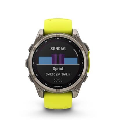Garmin fēnix® 8–47 mm, Solar, Sapphire - Sapphire, Titan med gul/grafittfarget silikonrem - Bilde 4