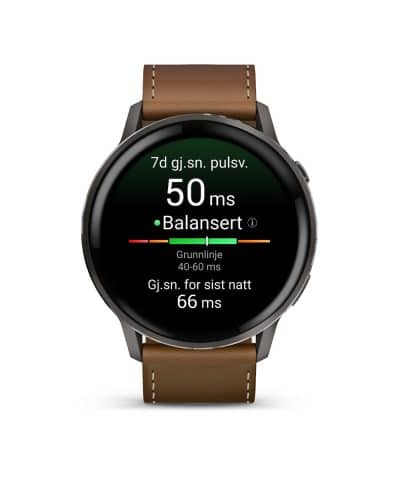 Garmin Venu® 4 - 45 mm - Skifergrå med sort silikonrem og brun skinnrem - Bilde 2