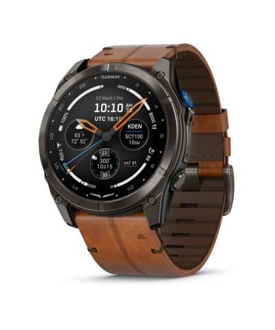Garmin D2™ Mach 2 Pro - Karbongrå DLC-titan med kastanjefarget skinnrem