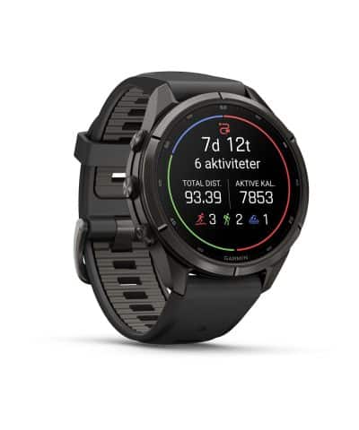 Garmin fēnix® 9 Pro – inReach®, 43mm - Karbongrå DLC-titan med sort/steingrå silikonrem - Bilde 3