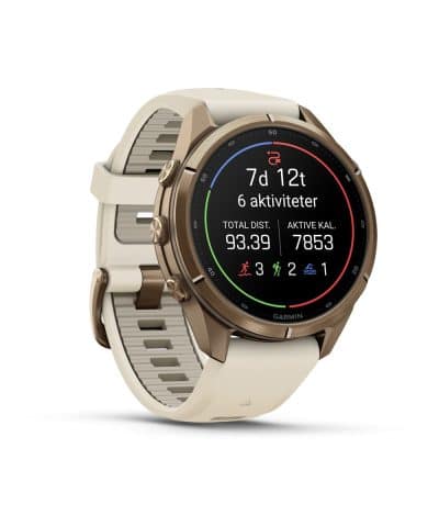 Garmin fēnix® 9 Pro – inReach®, 43mm - Gulloker titan med kremfarget/fransk grå silikonrem - Bilde 3