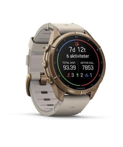 Garmin fēnix® 9 Pro – inReach®, 43mm - Gulloker titan med benhvit skinnrem - Bilde 3