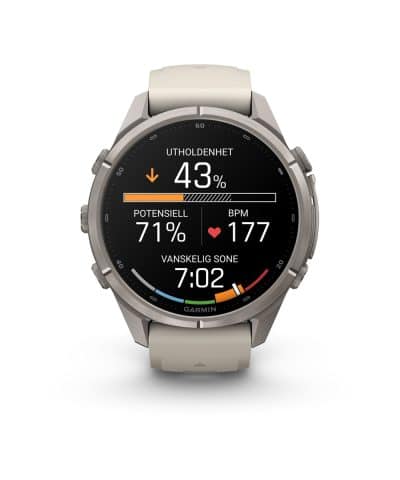 Garmin fēnix® 9 Pro – inReach®, 43mm - Titan med tåkegrå/mørk sandsteinsfarget silikonrem - Bilde 4