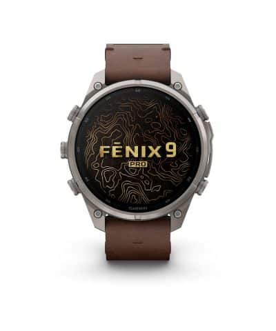 Alternative view of Garmin fēnix® 9 Pro – inReach®, 47mm - Titan med valnøttfarget skinnrem