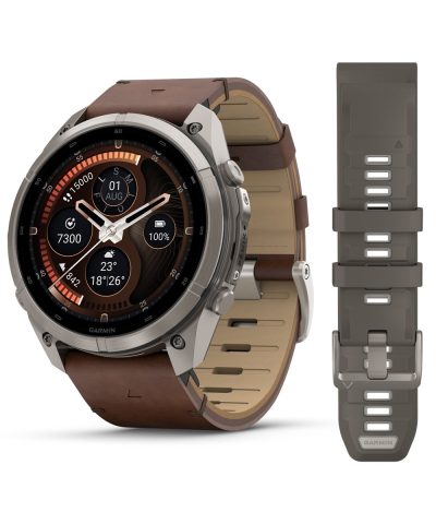 Garmin fēnix® 9 Pro – inReach®, 51mm - Titan med valnøttfarget skinnrem