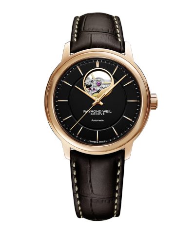 Raymond Weil Maestro Men's Automatic Visible Balance Wheel Brown Leather Watch 40mm - 2227-PC5-20021