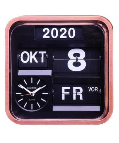 Leanschi Large, vintage-looking, full Annual Calendar and Wall-Clock with digital, flip-display (in German) - Bilde 4