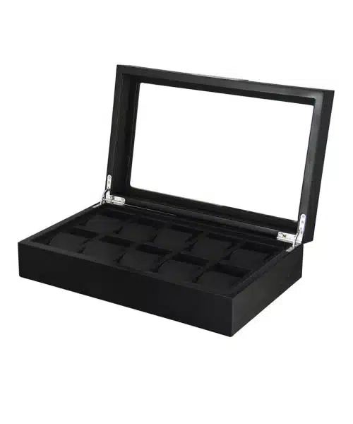 Klokkeboks med 10 puter, sort